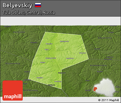 Physical 3D Map of Belyevskiy, darken