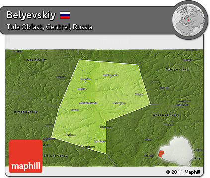 Physical 3D Map of Belyevskiy, darken
