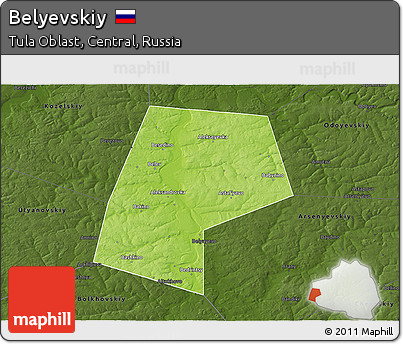 Physical 3D Map of Belyevskiy, darken