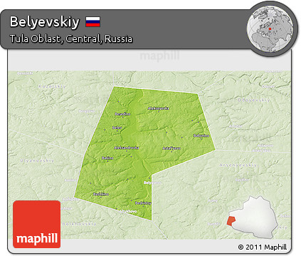 Physical 3D Map of Belyevskiy, lighten