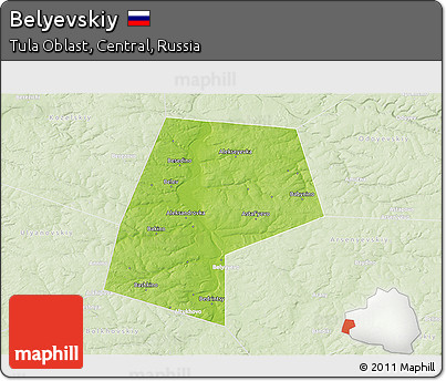 Physical 3D Map of Belyevskiy, lighten