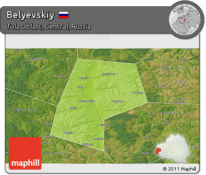 Physical 3D Map of Belyevskiy, satellite outside