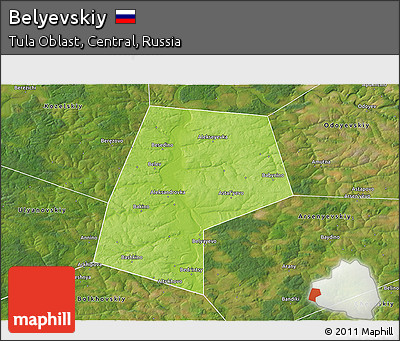 Physical 3D Map of Belyevskiy, satellite outside