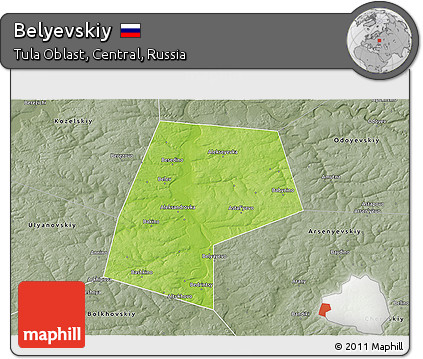 Physical 3D Map of Belyevskiy, semi-desaturated