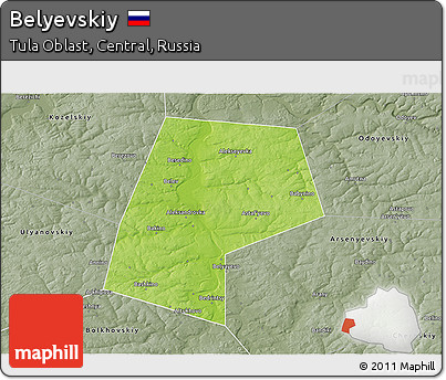 Physical 3D Map of Belyevskiy, semi-desaturated