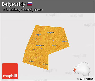 Political 3D Map of Belyevskiy, single color outside