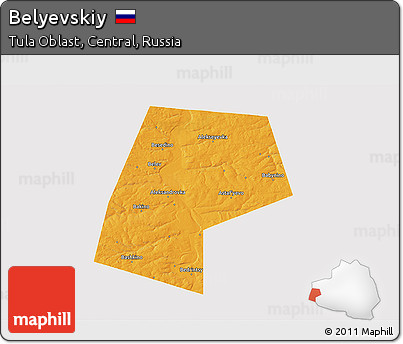 Political 3D Map of Belyevskiy, single color outside