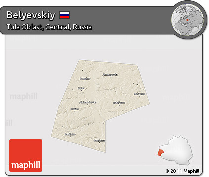 Shaded Relief 3D Map of Belyevskiy, single color outside