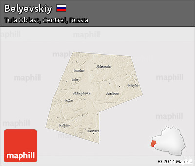 Shaded Relief 3D Map of Belyevskiy, single color outside
