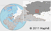 Gray Location Map of Belyevskiy, highlighted country, highlighted grandparent region