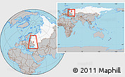 Gray Location Map of Belyevskiy, highlighted country, highlighted parent region, within the entire country