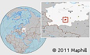 Gray Location Map of Belyevskiy, highlighted grandparent region, hill shading