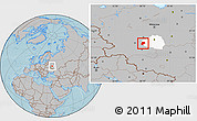 Gray Location Map of Belyevskiy, highlighted parent region, hill shading