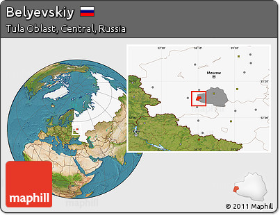 Satellite Location Map of Belyevskiy, highlighted country, highlighted parent region