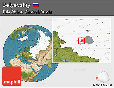 Satellite Location Map of Belyevskiy, highlighted country, highlighted parent region