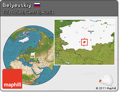 Satellite Location Map of Belyevskiy, highlighted grandparent region