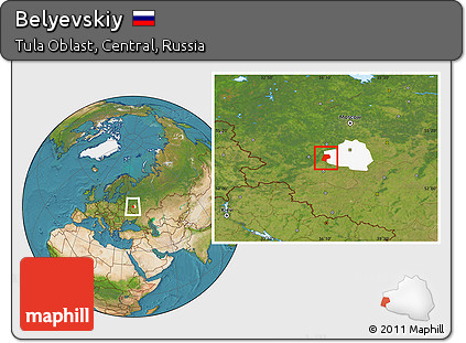 Satellite Location Map of Belyevskiy, highlighted parent region