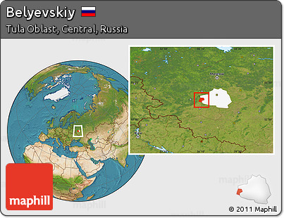 Satellite Location Map of Belyevskiy, highlighted parent region