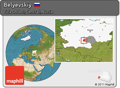 Satellite Location Map of Belyevskiy, highlighted parent region, highlighted grandparent region