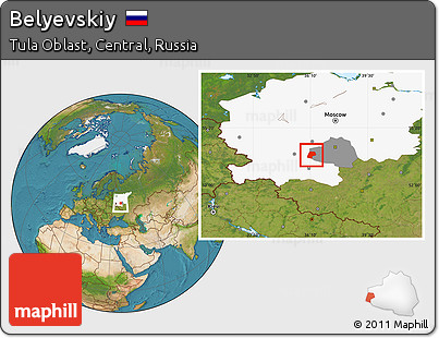 Satellite Location Map of Belyevskiy, highlighted parent region, highlighted grandparent region
