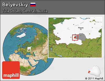 Satellite Location Map of Belyevskiy, highlighted parent region, highlighted grandparent region