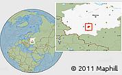 Savanna Style Location Map of Belyevskiy, highlighted grandparent region, hill shading