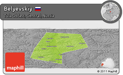 Physical Panoramic Map of Belyevskiy, desaturated