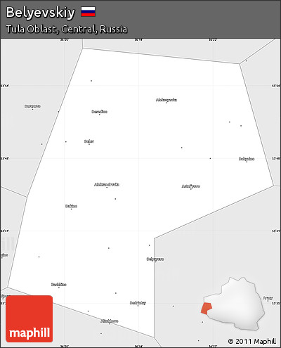 Silver Style Simple Map of Belyevskiy
