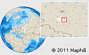 Shaded Relief Location Map of Bogoroditsk, highlighted parent region
