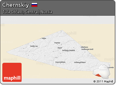 Classic Style 3D Map of Chernskiy, single color outside