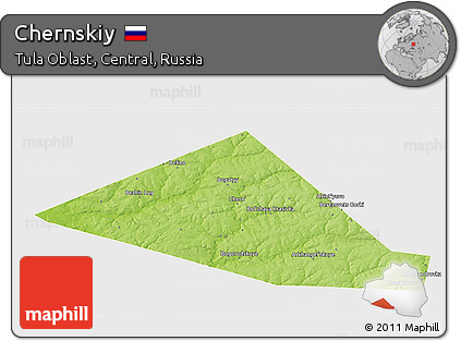 Physical 3D Map of Chernskiy, single color outside