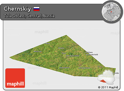 Satellite 3D Map of Chernskiy, single color outside
