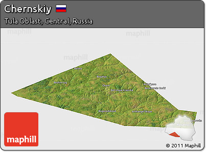 Satellite 3D Map of Chernskiy, single color outside