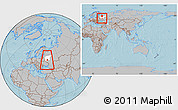 Gray Location Map of Chernskiy, highlighted parent region, highlighted grandparent region, within the entire country, hill shading