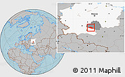 Gray Location Map of Chernskiy, highlighted parent region, highlighted grandparent region, hill shading