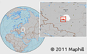 Gray Location Map of Chernskiy, highlighted parent region, hill shading