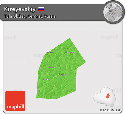 Political 3D Map of Kireyevskiy, single color outside