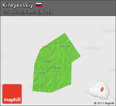 Political 3D Map of Kireyevskiy, single color outside