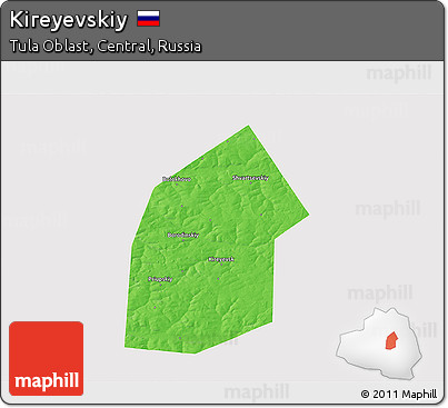 Political 3D Map of Kireyevskiy, single color outside
