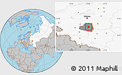 Gray Location Map of Kireyevskiy, highlighted country, highlighted parent region