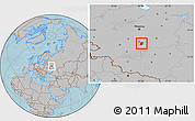 Gray Location Map of Kireyevskiy, hill shading