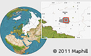 Satellite Location Map of Kireyevskiy, highlighted country, highlighted parent region