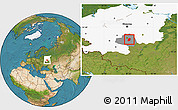 Satellite Location Map of Kireyevskiy, highlighted parent region, highlighted grandparent region