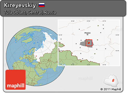 Savanna Style Location Map of Kireyevskiy, highlighted country, highlighted parent region