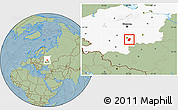 Savanna Style Location Map of Kireyevskiy, highlighted grandparent region, hill shading