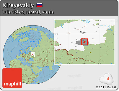 Savanna Style Location Map of Kireyevskiy, highlighted parent region, highlighted grandparent region