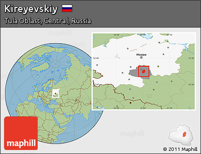 Savanna Style Location Map of Kireyevskiy, highlighted parent region, highlighted grandparent region
