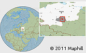 Savanna Style Location Map of Kireyevskiy, highlighted parent region, highlighted grandparent region, hill shading