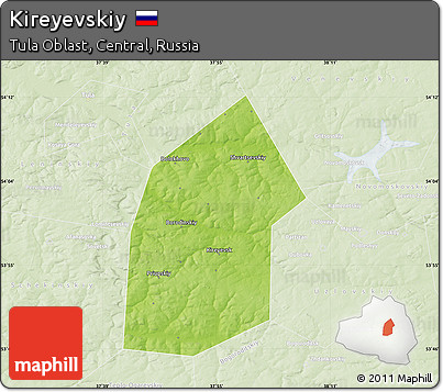 Physical Map of Kireyevskiy, lighten