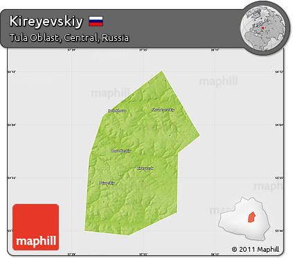 Physical Map of Kireyevskiy, single color outside